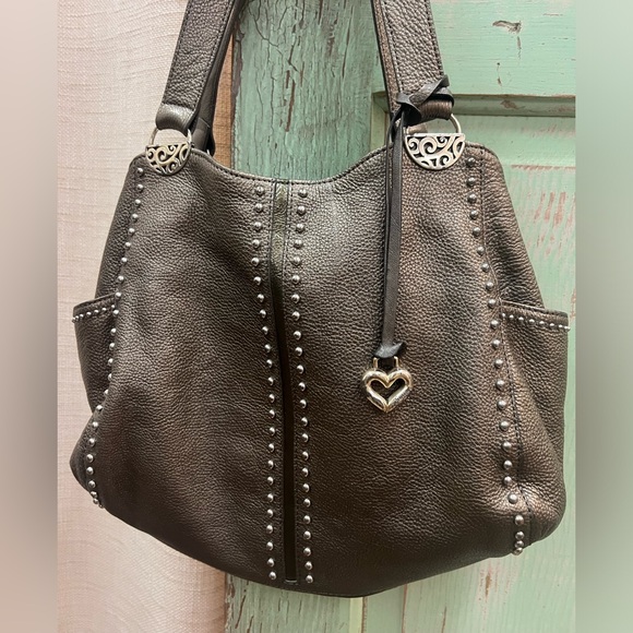 Brighton Handbags - Brighton Bronze Leather Shoulder Bag Andie Pretty Tough Metallic Studded